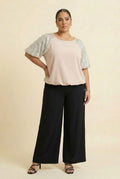 Blush Silver Sequin Sleeve Top