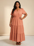 Coral Tiered Maxi Dress