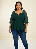 Emerald Swiss Dot Peplum Top