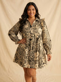 Black & Cream Paisley Dress