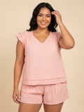 Pink Textured Ruffle Set
