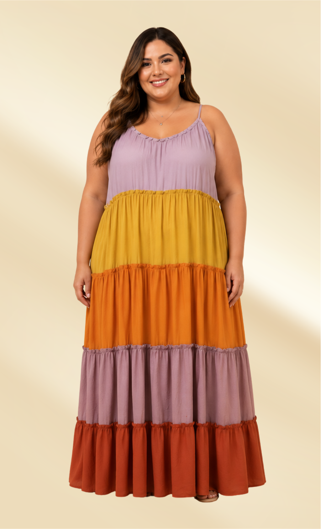 Tiered color block maxi dress plus size